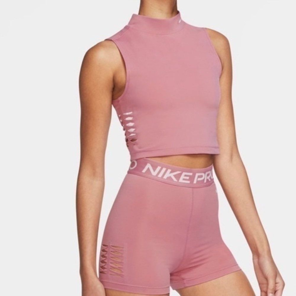 Nike Pro Dri-FIT Women's Cropped Tank - desert berry/platinum violet CU4695-614